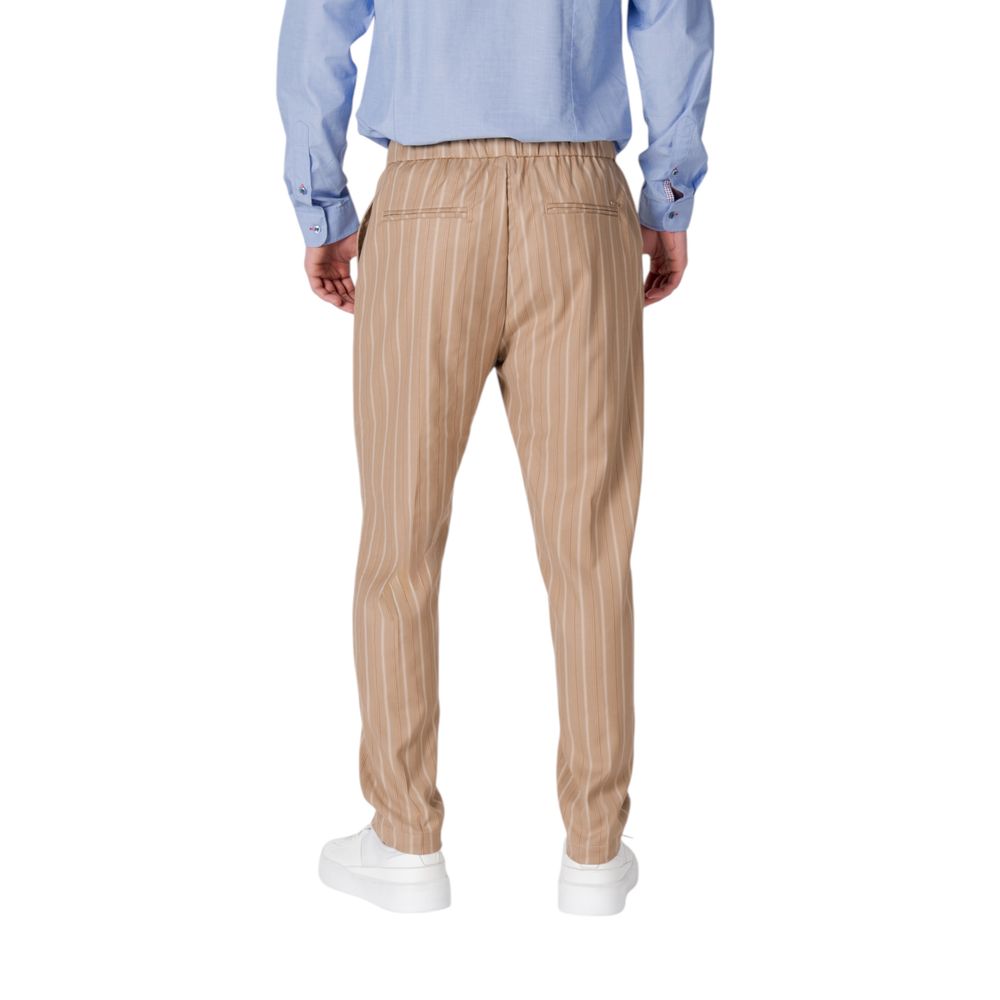 Gianni Lupo Beige Polyester Casual Pants
