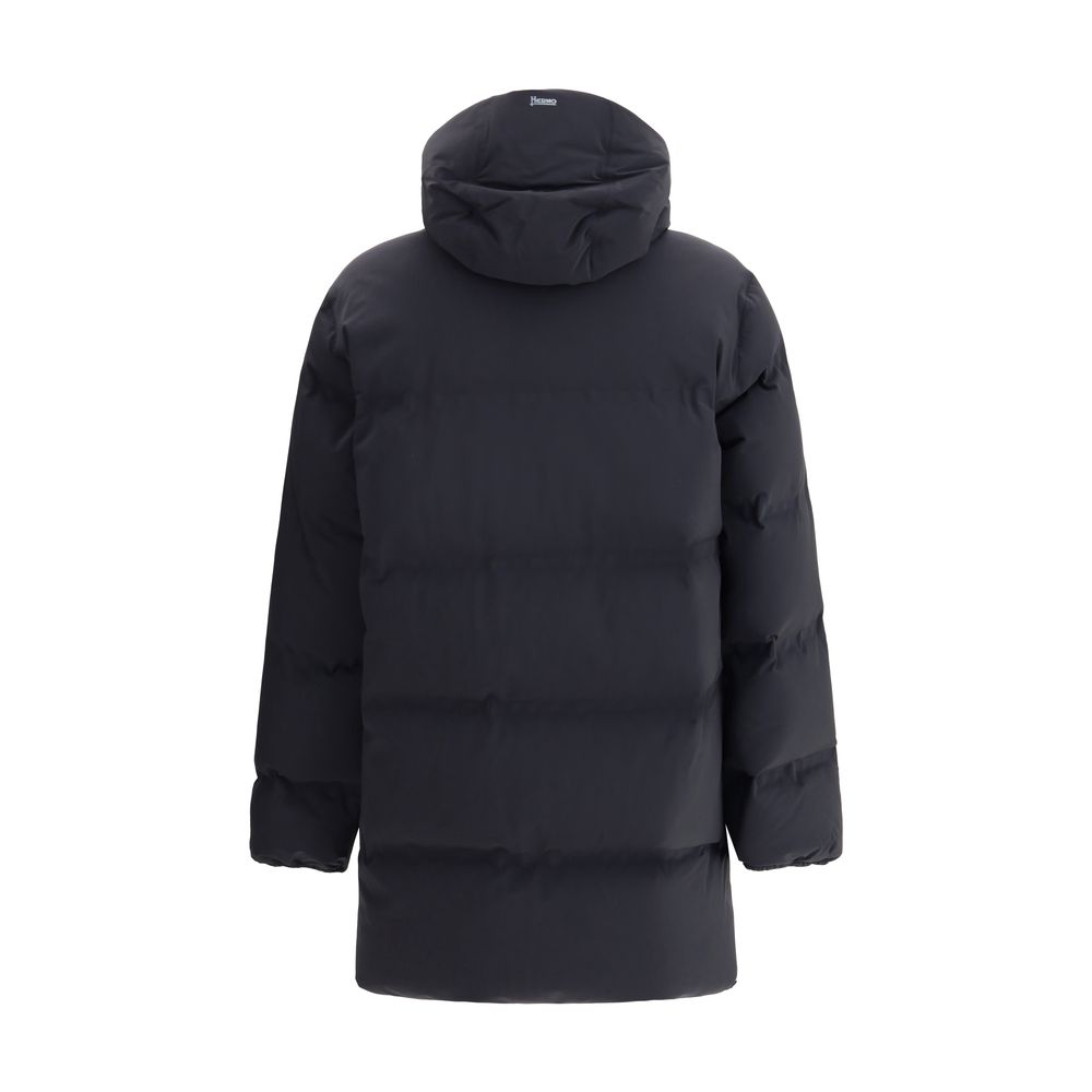 Herno Black Polyester Coat Herno