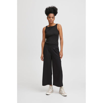 ICHI Black Recycled Polyester Flared Pants ICHI