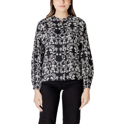 ICHI Black Viscose Blouse ICHI