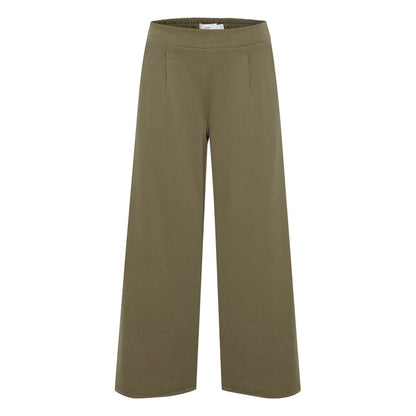 ICHI Green Recycled Polyester Flared Pants ICHI