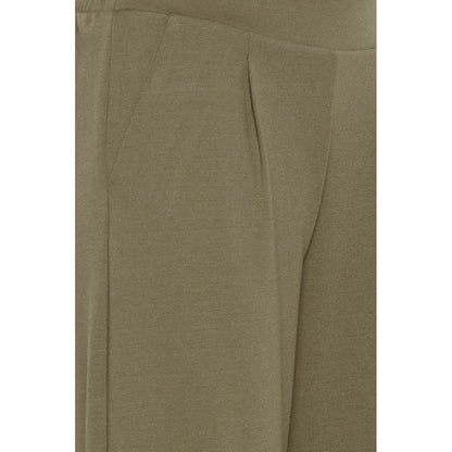 ICHI Green Recycled Polyester Flared Pants ICHI