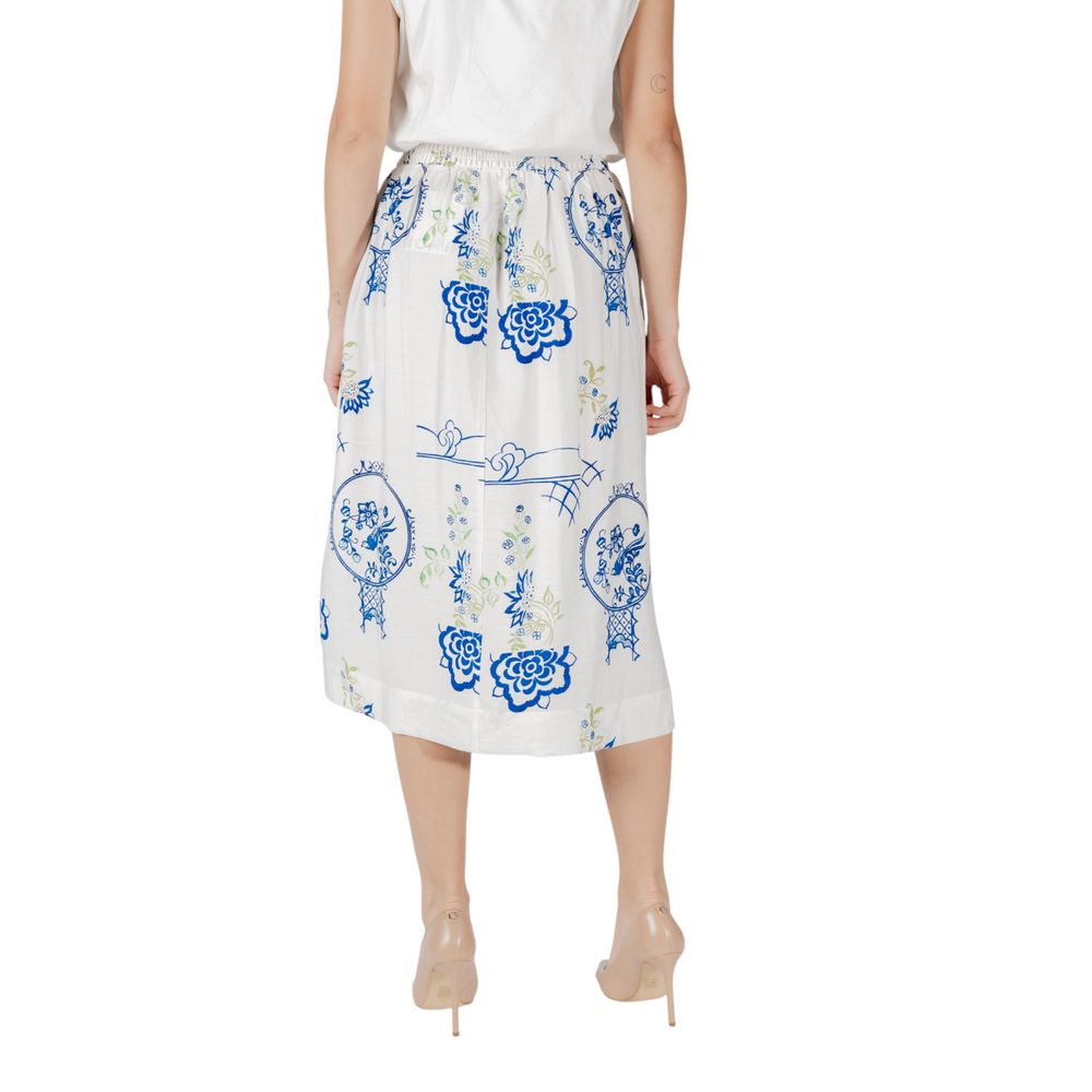 ICHI White Viscose Skirt ICHI