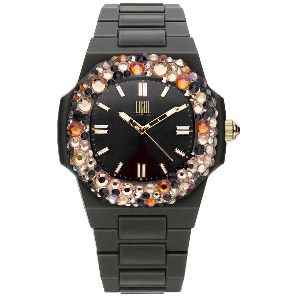 LIGHT TIME Mod. VELVET NAUTILUS - Black Rainbow Strass WATCHES LIGHT TIME