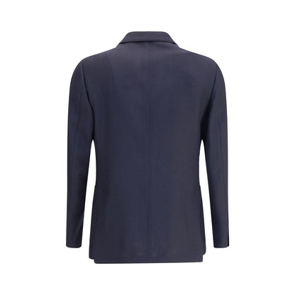 Lardini Blue Fleece Wool Blazer