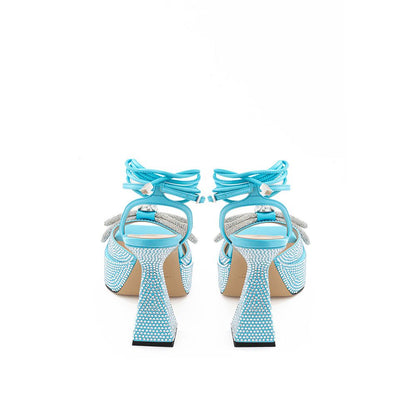 MACH & MACH Blue Leather Platform Sandals