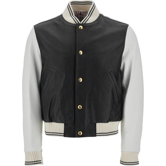 Thom Browne leather varsity bomber jacket Jackets Thom Browne