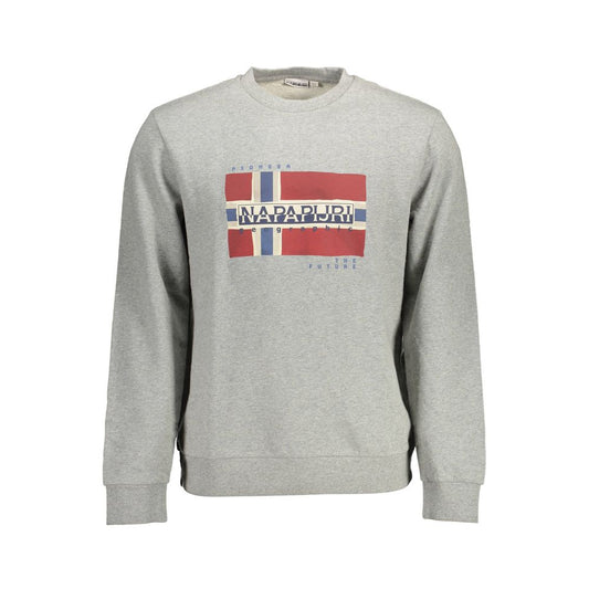 Napapijri Grigio Cotton Men Sweatshirt Napapijri