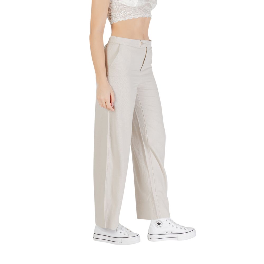 Only Beige Viscose Casual Pants Only