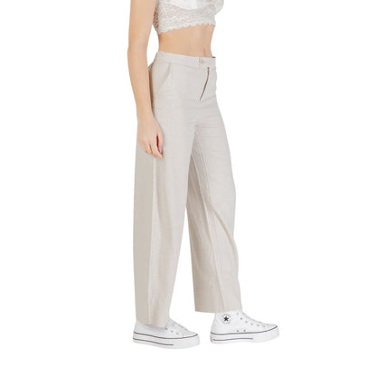 Only Beige Viscose Casual Pants Only
