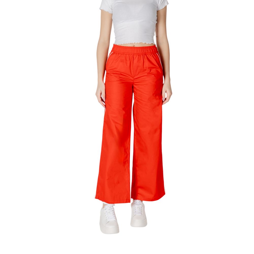 Only Red Cotton Casual Pants Only