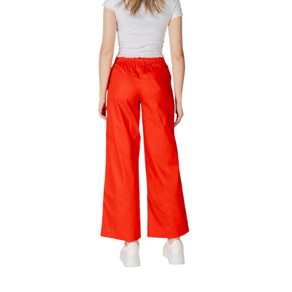 Only Red Cotton Casual Pants Only