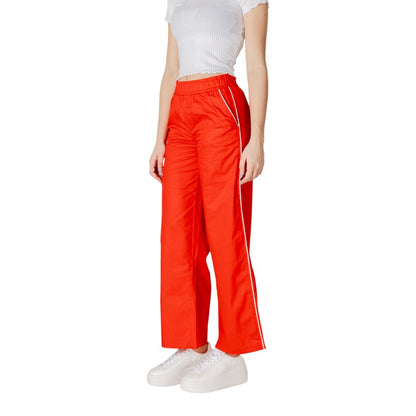 Only Red Cotton Casual Pants Only