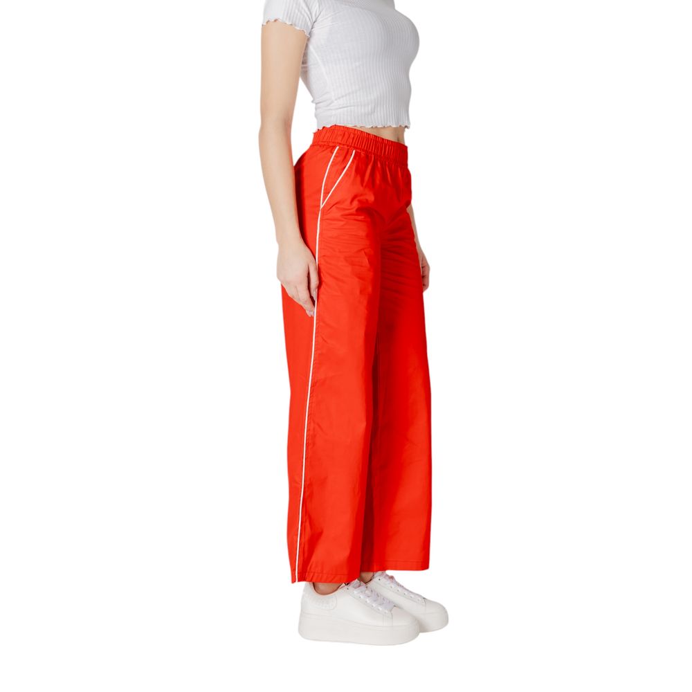 Only Red Cotton Casual Pants Only