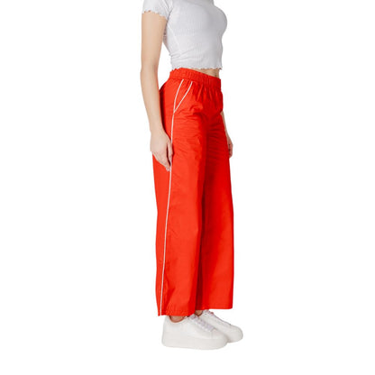 Only Red Cotton Casual Pants Only