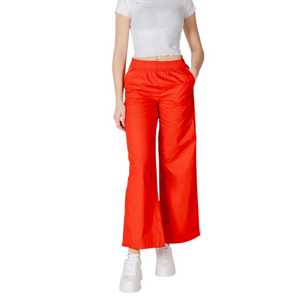 Only Red Cotton Casual Pants Only