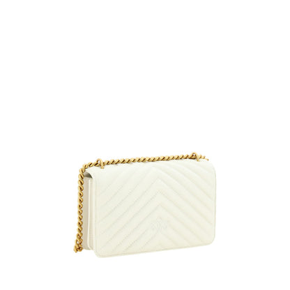 PINKO White Leather Love One Mini Shoulder Bag