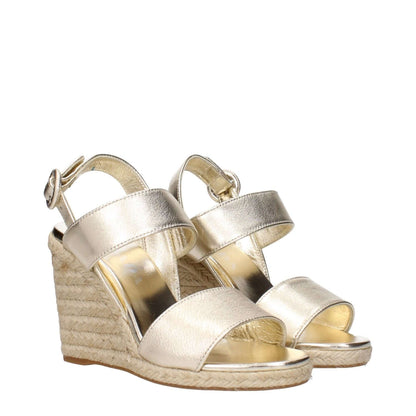 Prada Gold Leather Wedge Sandals 1728,75667636384,EU35/US5,EU38/US8,Gold,New with tags,Prada,Sandals - Shoes,Shoes,Wedges - Sandals - Shoes,Women