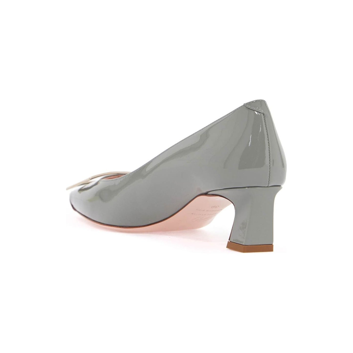 Roger Vivier glossy grey calfskin pumps with square wide heel Pumps Roger Vivier