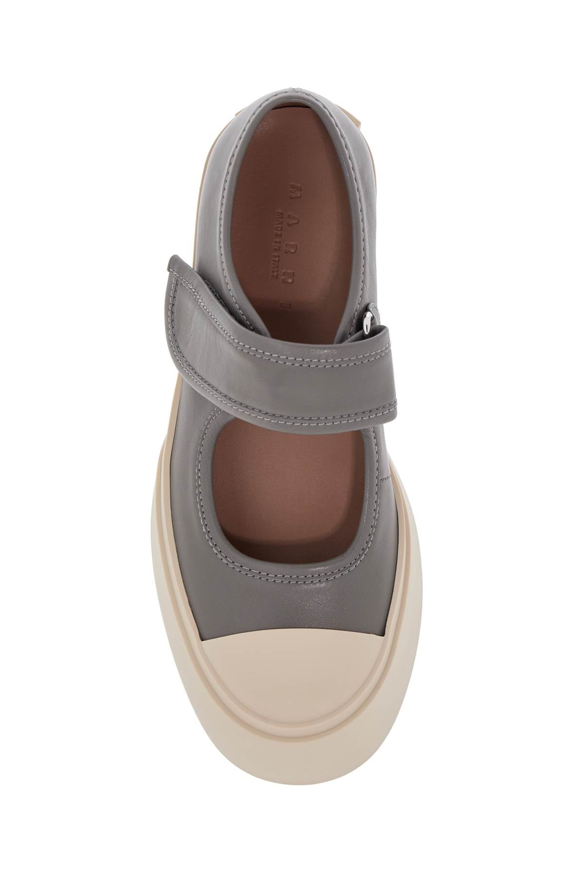 Marni gray calfskin low-top sneakers with hook-and-loop closure Sneakers Marni