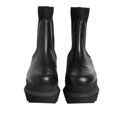Sacai Black Chelsea Leather Pull On Women Ankle Boots Shoes Sacai