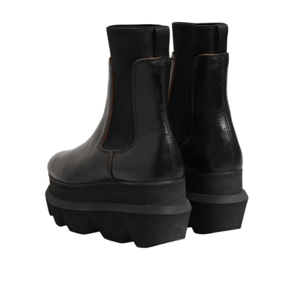 Sacai Black Chelsea Leather Pull On Women Ankle Boots Shoes Sacai