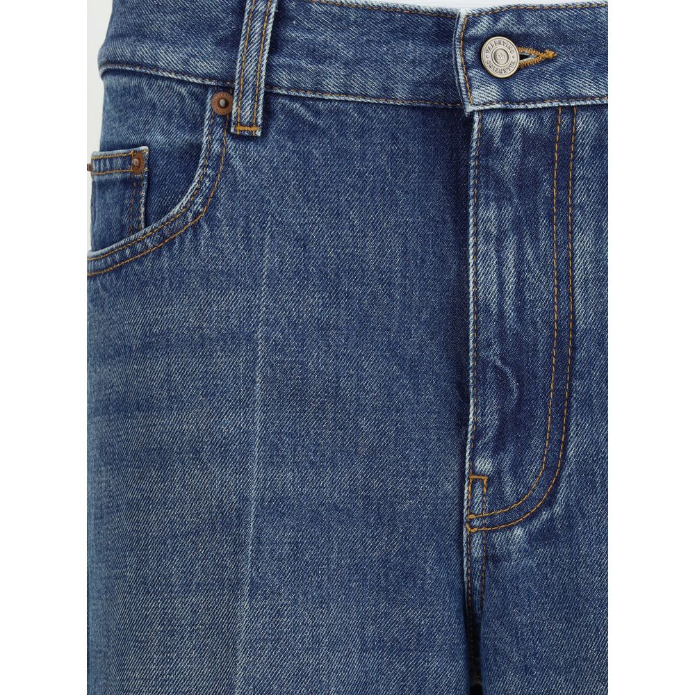 Valentino Blue Cotton Straight-Leg Jeans Valentino