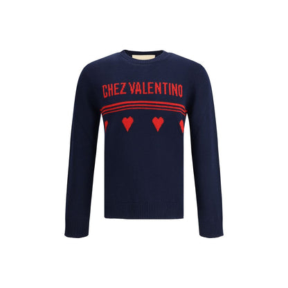 Valentino Blue Fleece Wool Sweatshirt Valentino
