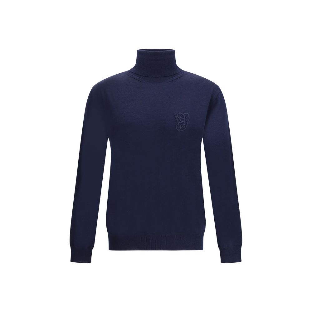 Valentino Blue Fleece Wool Turtleneck Valentino