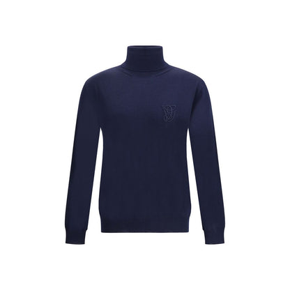 Valentino Blue Fleece Wool Turtleneck Valentino
