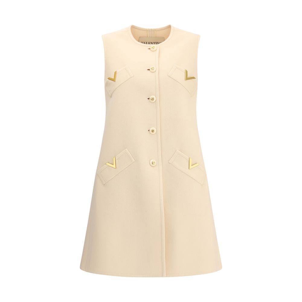 Valentino Cream Fleece Wool Casual Dress Valentino