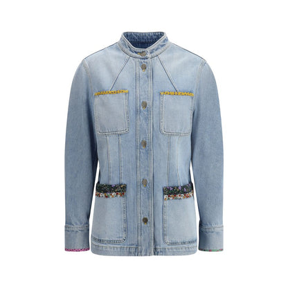Valentino Light Blue Cotton Denim Jacket Valentino