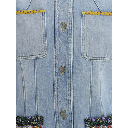Valentino Light Blue Cotton Denim Jacket Valentino