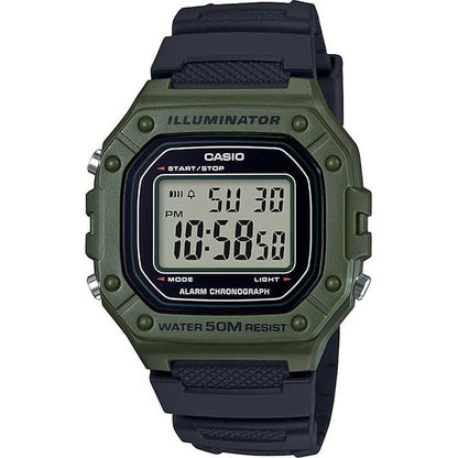 ?CASIO TIMELESS COLLECTION Mod. SPORT ILLUMINATOR WR 50M. ALARM. CHRONOGRAPH - ARMY GREEN CASIO COLLECTION & VINTAGE