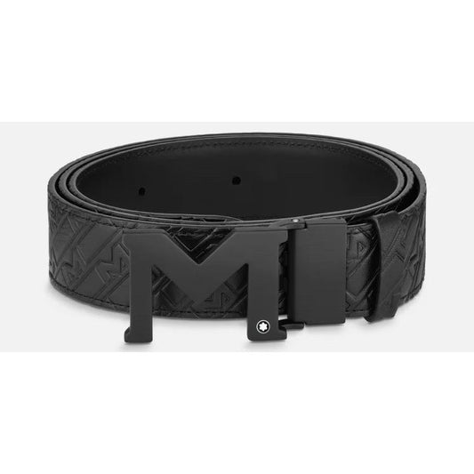 MONTBLANC LEATHER Mod. M BUCKLE EMBOSSED REVERSIBLE LEATHER BELT-0
