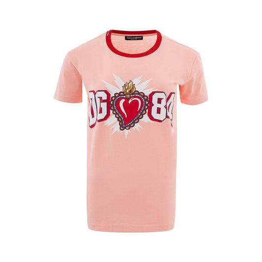 Dolce & Gabbana | Pink Cotton T-Shirt with Logo | McRichard Designer Brands