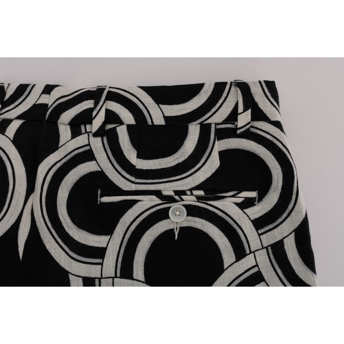 Chic Black & White Patterned Linen Shorts Dolce & Gabbana