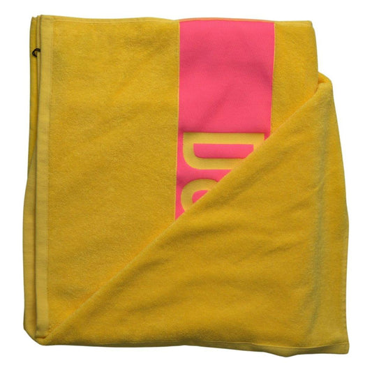 Dsquared² | Yellow Logo Print Cotton Soft Unisex Beach Towel | McRichard Designer Brands