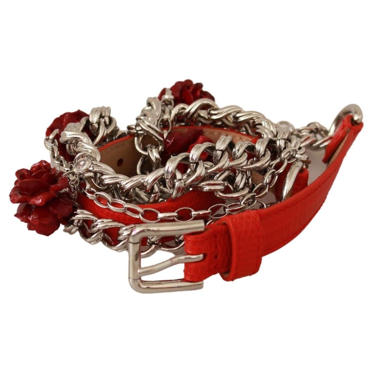 Belt Elegant Floral Rose Waist Belt in Vibrant Red Dolce & Gabbana