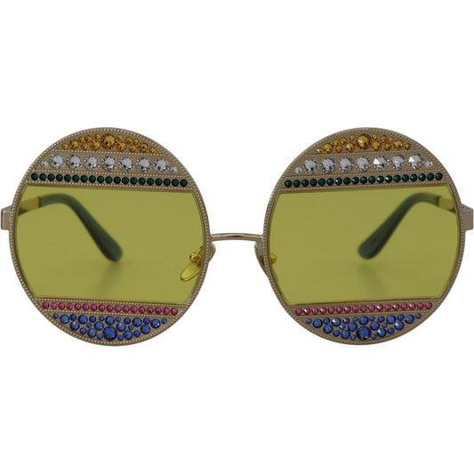 Dolce & Gabbana | Gold Oval Metal Crystals Shades DG2209B Sunglasses | McRichard Designer Brands