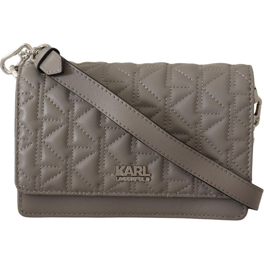 Karl Lagerfeld | Light Grey Leather Crossbody Bag | McRichard Designer Brands