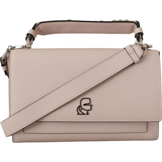 Karl Lagerfeld | Light Pink Leather Shoulder Bag | McRichard Designer Brands