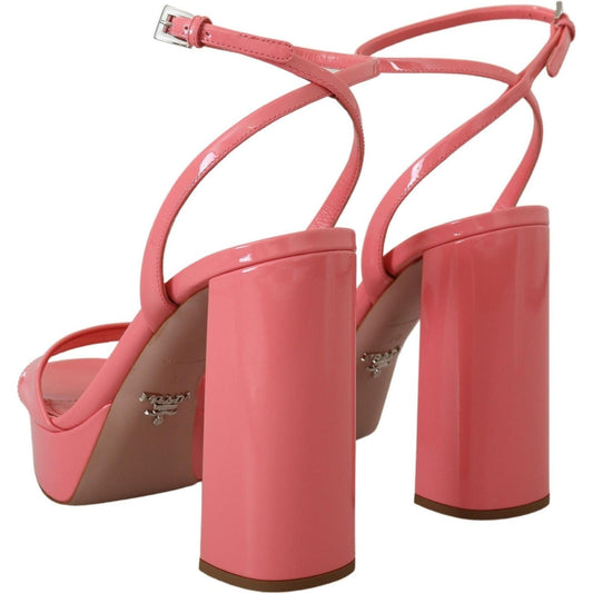 Chic Pink Patent Leather Platform Sandals Prada