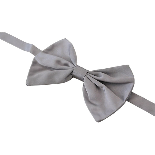 Dolce & Gabbana | Bow Tie Men Silver Gray Silk Adjustable Neck Papillon | McRichard Designer Brands