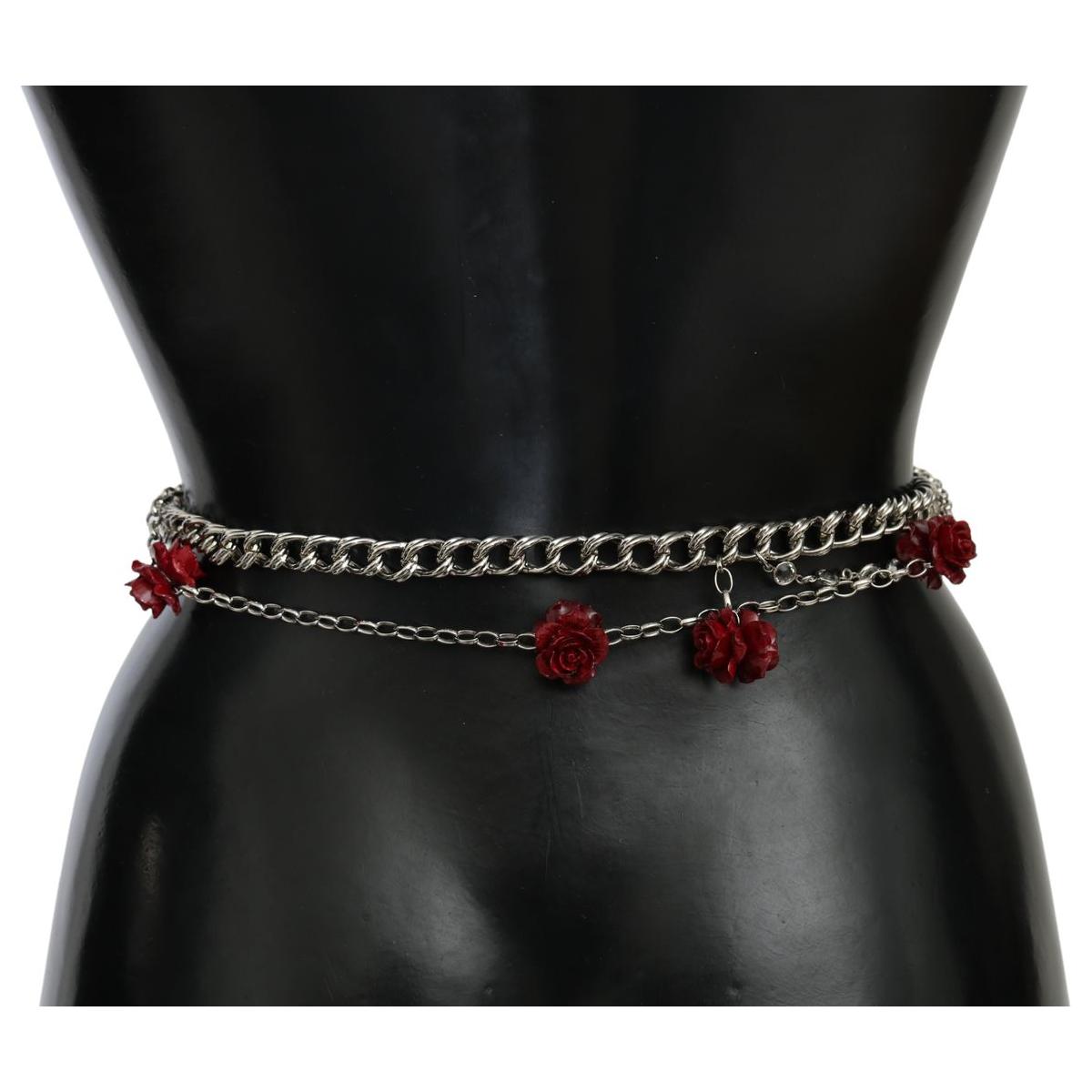 Belt Elegant Floral Rose Waist Belt in Vibrant Red Dolce & Gabbana