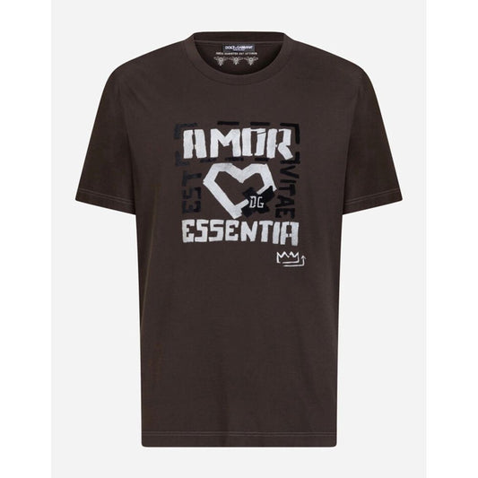 Dolce & Gabbana | Brown Cotton T-Shirt | McRichard Designer Brands