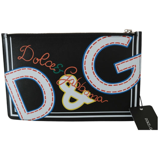 Dolce & Gabbana | Black DG Print Mens Zipper Coin Purse Leather Wallet | McRichard Designer Brands